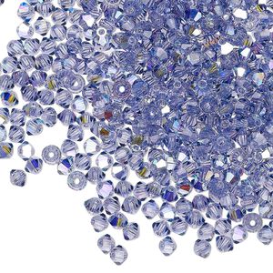 Bead 144pk tanzanite AB, Preciosa Czech crystal 3mm bicone