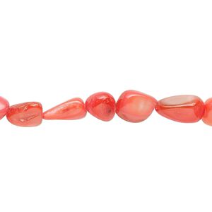 Mother-of-pearl shell 1pkg1, pebble bead 30 inch fruit punch small to large