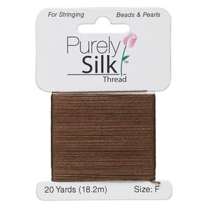 Thread, Purely Silk&trade;, chestnut, size F. Sold per 20-yard card.