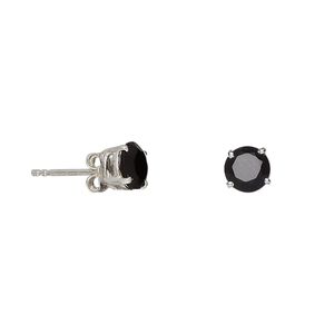 Earstud, black onyx (dyed) and sterling silver, 6mm faceted round with post. Sold per pair.