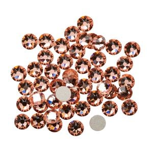 Flat back 144pk rose peach foil back, Crystal Passions&reg; 4.6-4.8mm rose round SS20 2088