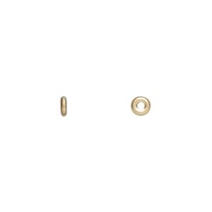 Bead, Czech pressed glass, opaque satin gold, 4x1mm ring. Sold per pkg of 100.