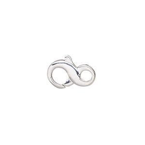 Clasp lobster claw 1pkg1 sterling silver, 14x9mm infinity, 1-strand