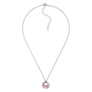 Necklace, Everyday Jewelry&trade;, Crystal Passions&reg; and silver-plated "pewter", lilac shadow, 21x18mm faceted go-go, 17-1/2 inches with 2-1/2 inch extender chain and lobster claw clasp. Sold individually.
