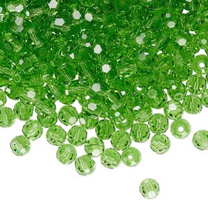 Bead 144pk peridot, Preciosa Czech crystal 4mm round
