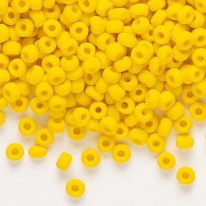 Seed bead, Dyna-Mites&trade;, glass, opaque matte dark yellow, #6 round. Sold per 1/2 kilogram pkg.