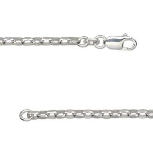 Chain 1pkg1 sterling silver rolo, 2.5mm diamond-cut oval / lobster claw clasp, 18 inch