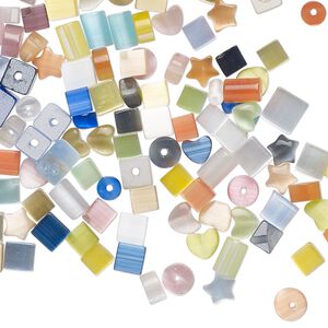 Bead mix, cat's eye glass (fiber optic glass), mixed colors, 2-5mm mixed shapes. Sold per 1-ounce pkg, approximately 190 beads.