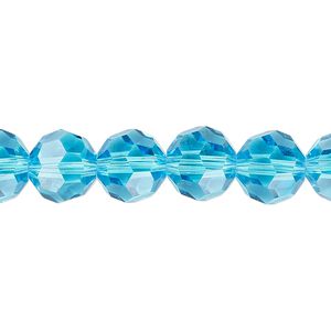 Bead 1pk 32 facets transparent turquoise blue, Celestial Crystal&reg; 10mm round 15.5-16 inch