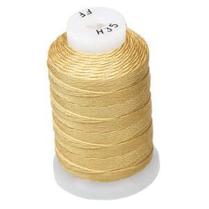 Thread, Purely Silk&trade;, gold, size FF. Sold per 115-yard spool.