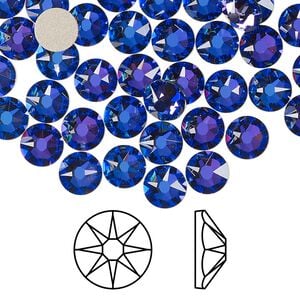 Flat back 288pk crystal heliotrope foil back, Swarovski&reg; 6.32-6.5mm rose round SS30 2088