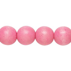 Bead 1pkg1, Taiwanese cheesewood (dyed / waxed), light pink, 11-12mm round, 15-1/2 to 16 inches.