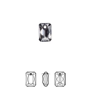 Drop 4pk crystal silver night, Crystal Passions&reg; 9x6mm pendant emerald cut 6435