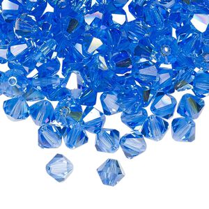 Bead 24pk sapphire AB, Preciosa Czech crystal 6mm bicone