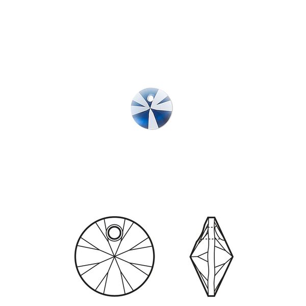 Drop 720pk dark sapphire, Swarovski&reg; ReCreated&trade; 6mm pendant mini disk 6428 image number 0
