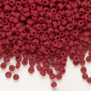 Seed bead, Dyna-Mites&trade;, glass, opaque matte brick red, #8 round. Sold per 40-gram pkg.