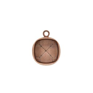 Drop, Almost Instant Jewelry&reg;, antique copper-plated brass, 14mm rounded square with 12mm cushion setting. Sold per pkg of 4.