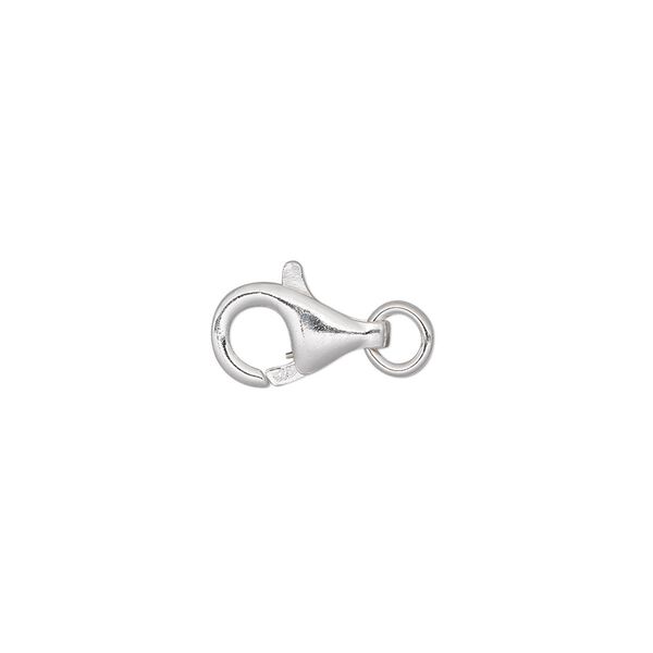 Clasp lobster claw 1pkg1 sterling silver, 12x7mm / jump ring, 1-strand image number 0