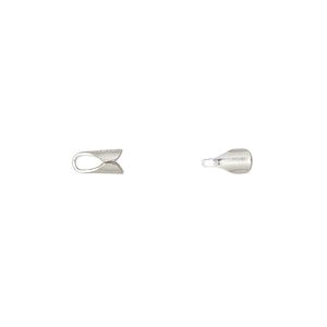 Cord end glue-in 1pkg10 sterling silver, 5x3.5mm round / 2.5mm inside diameter