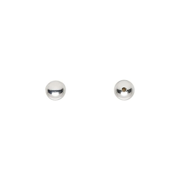 Bead end 1pkg10 silver-plated, 5mm half-drilled round / for memory wire / approx 1mm inside diameter, brass image number 0