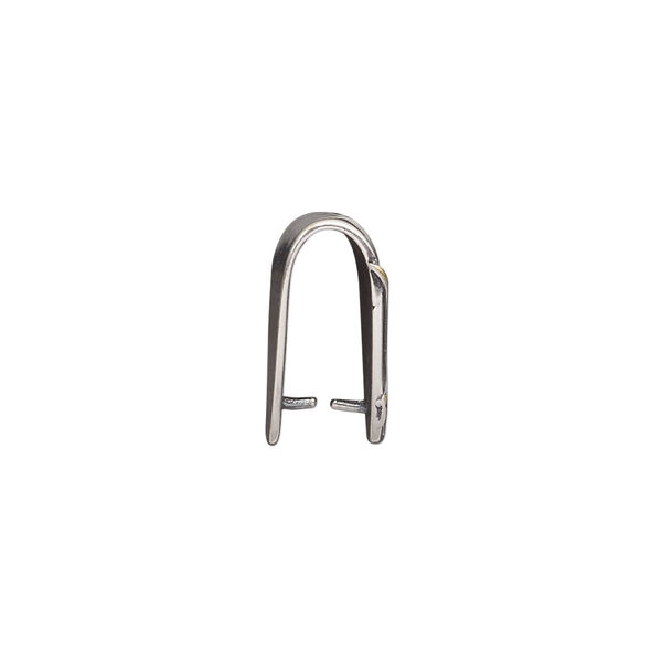 Bail, JBB Findings, ice-pick, antique silver-plated brass, 15x10mm shield with lines, 11.5mm grip length. Sold individually. image number 1
