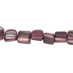 Mother-of-pearl shell 1pkg1, triangle tube bead 15 inch dark orchid 6x5mm-9x8mm