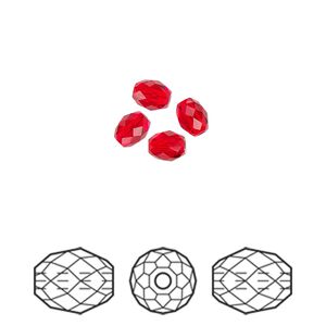 Bead 4pk light siam, Crystal Passions&reg; 5x4mm olive briolette 5044