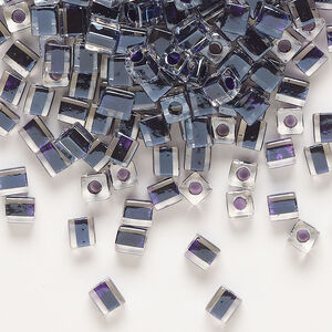 Seed bead, Miyuki 1pkg10g, glass, 3.5-3.7mm square, transparent grape inside dyed color clear (SB-223)