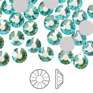 Flat back 12pk Caribbean Sea AB foil back, Preciosa MAXIMA Czech crystal rhinestone 7.069-7.272mm chaton rose round SS34