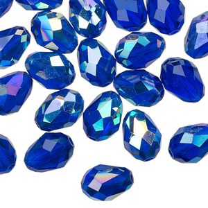 Bead Celestial Crystal&reg; 1pkg40, 11X7.5mm-12X8mm teardrop / 66 facets, translucent cobalt AB