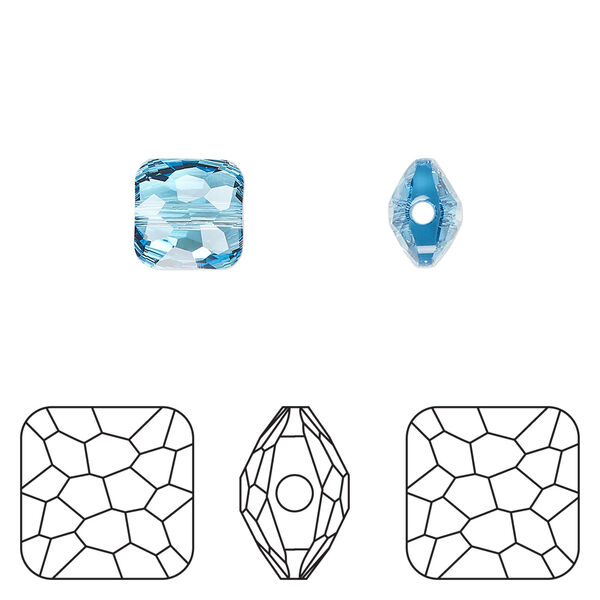 Bead 1pkg144 aquamarine, Swarovski&reg;, 8mm puffed square 5035 image number 0
