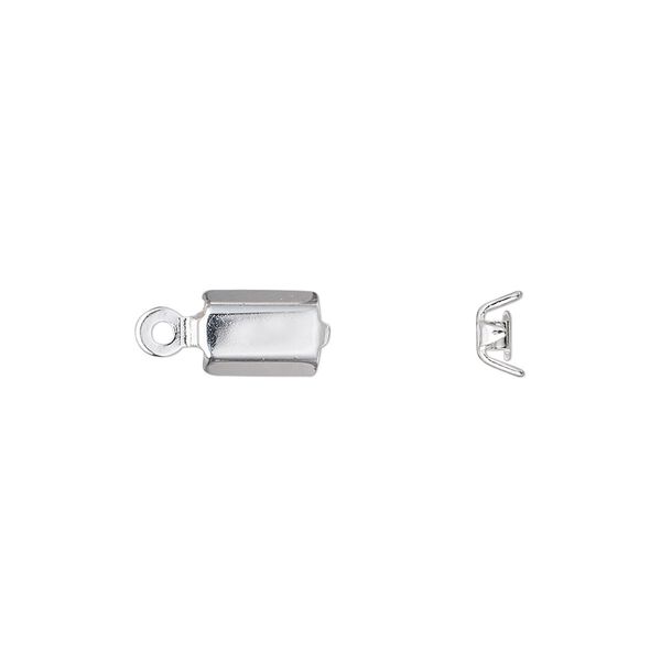 Cord end fold-over 1pkg2 sterling silver-filled, 7.5x5.5mm / 3mm inside diameter image number 0