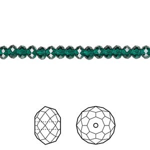 Bead 720pk emerald, Swarovski&reg; 4x3mm rondelle 5040