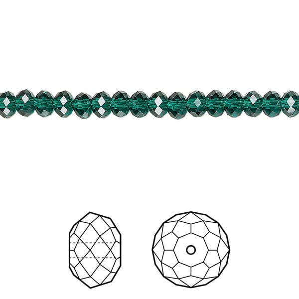 Bead 720pk emerald, Swarovski&reg; 4x3mm rondelle 5040 image number 0