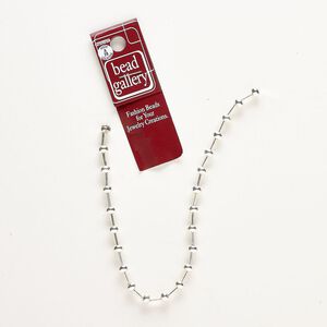Bead, silver-finished brass, 6x4mm rondelle and 7.5x2mm round tube. Sold per 9-inch strand, approximately 40 beads.