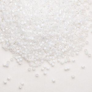 Seed bead, Delica&reg;, glass, pkg/250g, #15 round, opaque rainbow white pearl (DBS-0202).