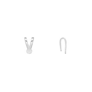 Bail, pendant, silver-finished brass, 8x4mm with 3mm flat pad. Sold per pkg of 100.