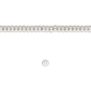Bead 1pkg1 silver-finished, 3x2mm rondelle, brass 8 inch