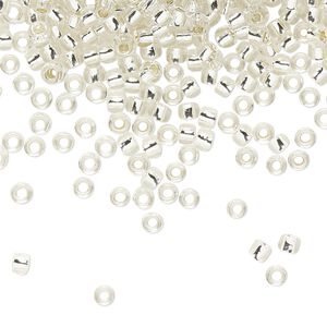 Seed bead, TOHO BEADS&reg;, glass, pkg/250g, #8 round, transparent silver-lined crystal clear (TR-08-21).