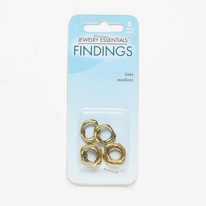 Component, antiqued gold-finished "pewter" (zinc-based alloy), 15x13mm open freeform oval with rope design. Sold per pkg of 6.