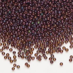 Seed bead, Preciosa Ornela Czech glass, pkg/50g, #11 rocaille, opaque bronze red iris dark topaz, (19195).