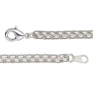 Chain 1pkg1 silver-plated rolo, 4.6mm / lobster claw clasp, brass 36 inch