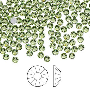 Flat back 1440pk peridot foil back, Preciosa Viva 12&reg; Czech crystal rhinestone 3-3.2mm chaton rose round SS12