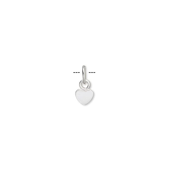 Charm, sterling silver, 5x4mm flat heart. Sold per pkg of 10. image number 0