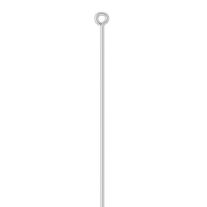 Eye pin 1pkg500 silver-plated, 2 inch, 21 gauge brass