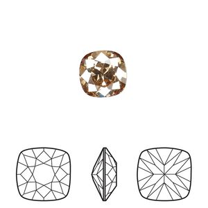 Fancy stone 144pk crystal golden shadow foil back, Swarovski&reg; 10mm cushion 4470