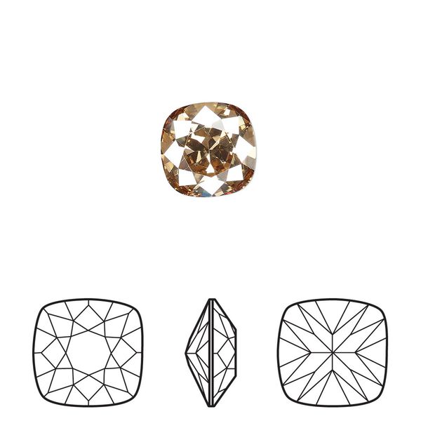 Fancy stone 144pk crystal golden shadow foil back, Swarovski&reg; 10mm cushion 4470 image number 0