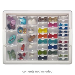 Organizer, Assorted Bead Storage Tray&trade;, Bead Storage Solutions&trade;, plastic, clear and opaque off-white, 13-3/4 x 10-1/2 x 2 inches. Sold per 45-piece set.