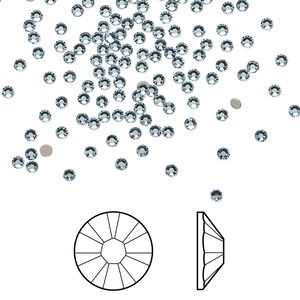 Flat back 144pk aquamarine foil back, Crystal Passions&reg; 1.7-1.9mm rose round SS5 2058
