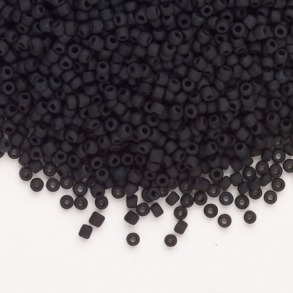 Seed bead, Dyna-Mites&trade;, glass, pkg/1/2kg, #11 round, opaque matte black, (748MA 11/0 RR). image number 0